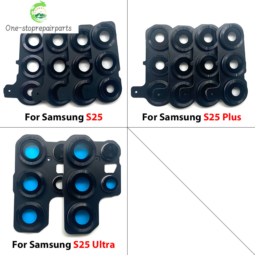 New Rear Camera Glass Lens Cover With Frame Holder with Sticker For Samsung S25 Plus S25 Ultra Replacement Parts Samsung phone repair parts