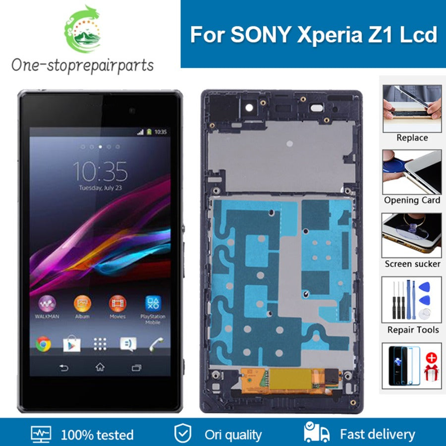 5.0'' Original LCD For SONY Xperia Z1 L39H C6902 C6903 LCD Display Touch Screen Digitizer Assembly Frame Replacement Free Tools Sony phone repair parts
