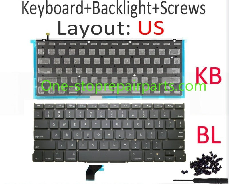 A1502 US English Keyboard +Backlight+100Pcs Screws for Macbook Pro Retina 13" A1502 2013 2014 2015 EMC2678 EMC2875 EMC2835