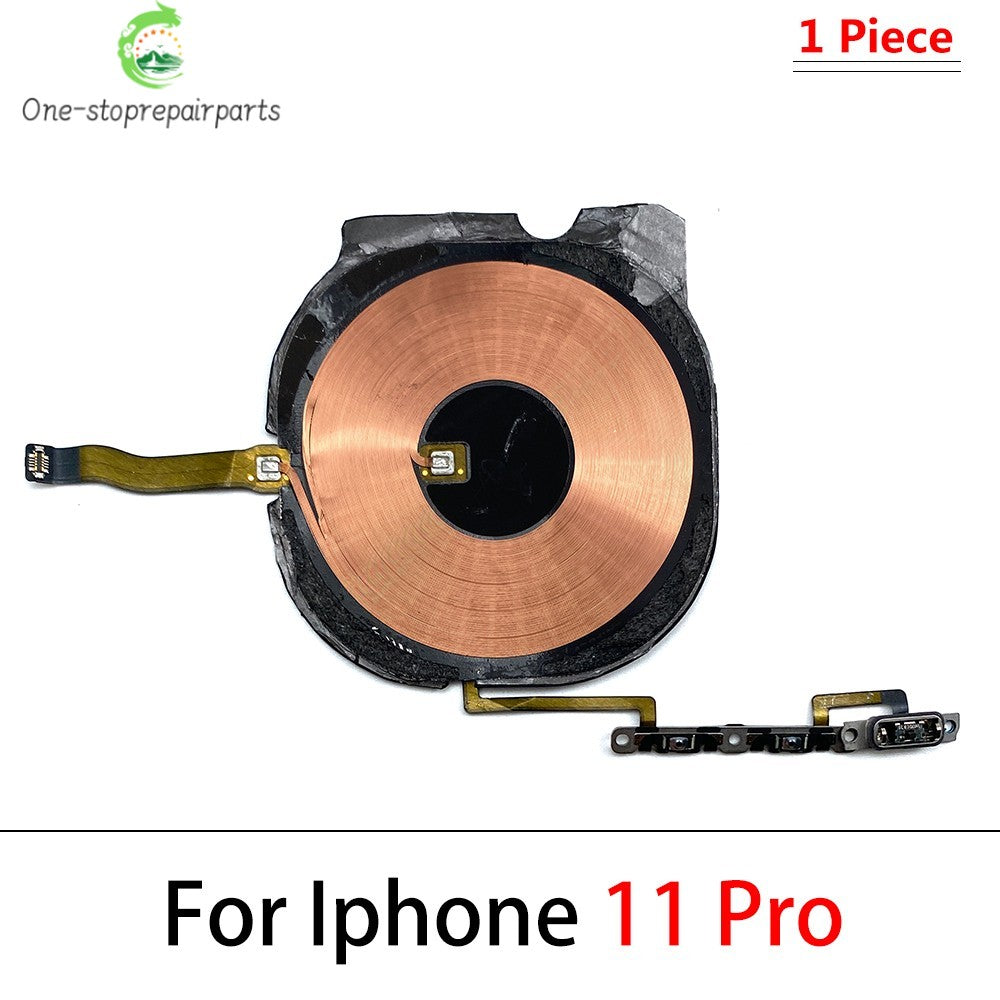 Wireless Charging Coil Sticker With Power Volume Flex Cable For iPhone 11 12 13 14 15 Pro Max Wireless Charger Panel iPhone phone repair parts
