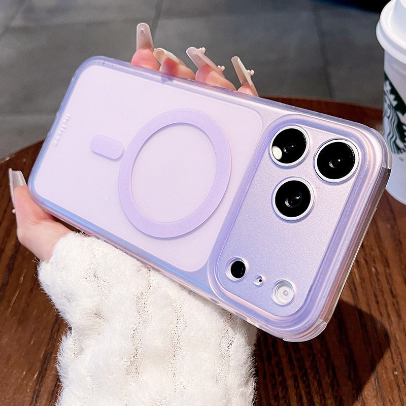 Ice mist matte magnetic suction for iPhone 17promax mobile phone case New iPhone16 transparent silicone soft edge matte magnetic suction protective case 15pro button all-inclusive protection Phone accessories