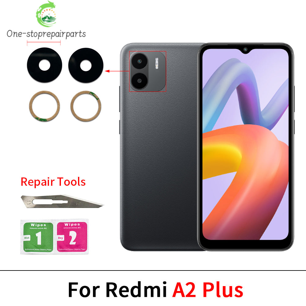 New For Redmi A1 A2 A3 A5 Plus Rear Back Camera Glass Lens With Ahesive Sticker Redmi phone repair parts