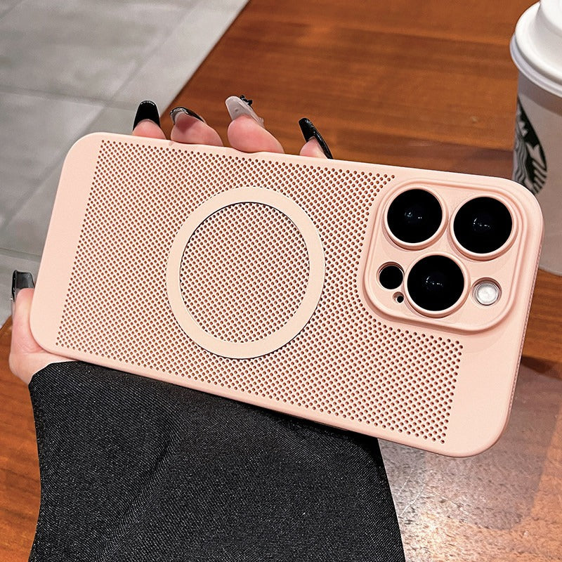 For iPhone 16Promax mobile phone case new iphone15pro protective case 17Promax ultra-thin breathable 13 heat dissipation magnetic suction 12 all-inclusive 14 men's and women's 8plus matte simple hard case Phone accessories
