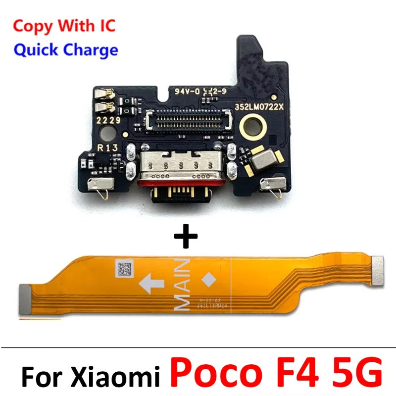 10Pcs/Lot, USB Charging Board Connector Port Dock Flex Cable For Xiaomi Poco F1 F2 F3 F4 F5 X3 X4 X5 X6 M3 M4 M5s Pro 4G 5G GT  Xiaomi  Xiao mi phone repair parts
