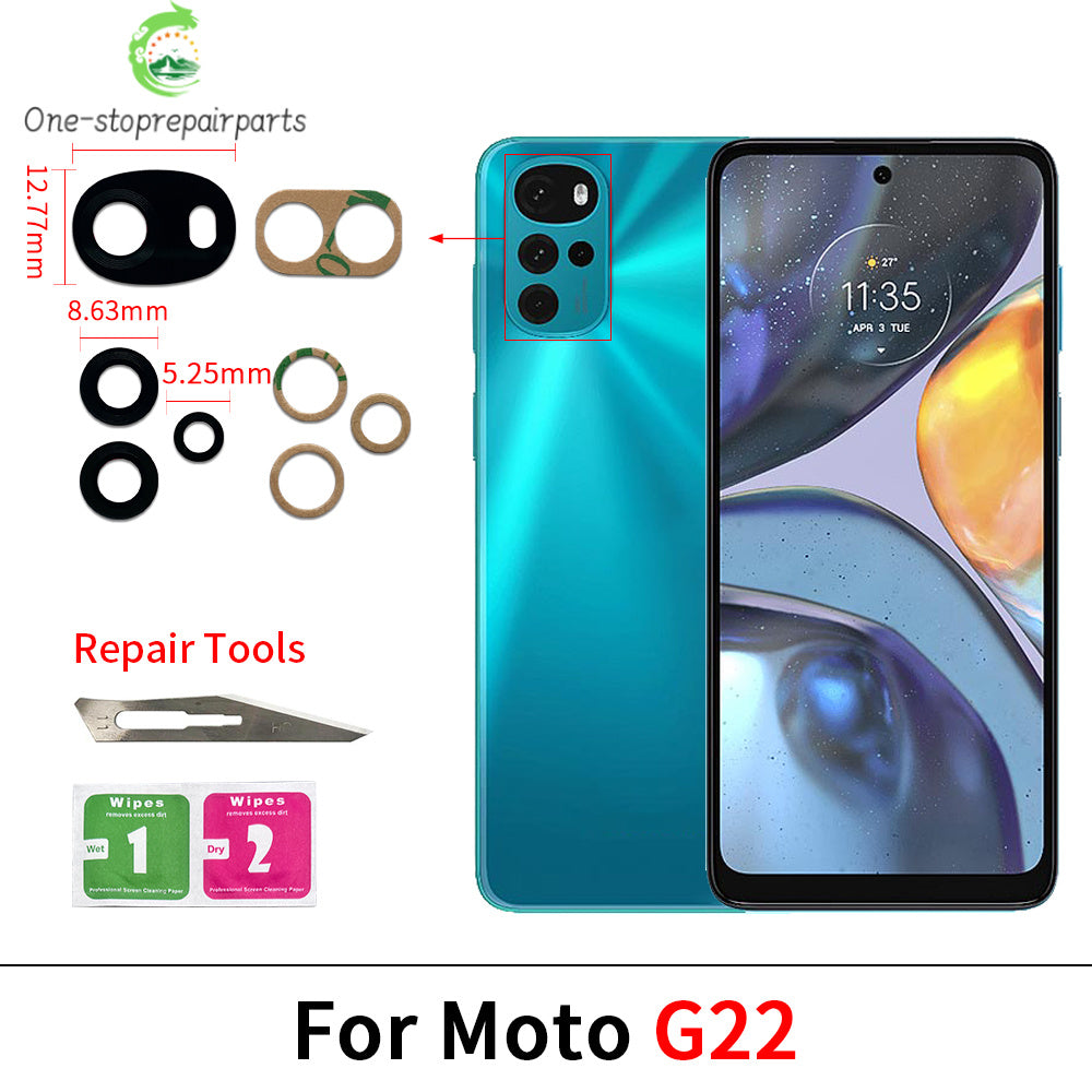 Rear Back Camera Glass Lens With Adhesive For Motorola Moto G22 G32 G42 G52 G62 G13 G23 G53 G73 G14 G24 G34 G54 G84 G04 G82 5G Motorola phone repair parts