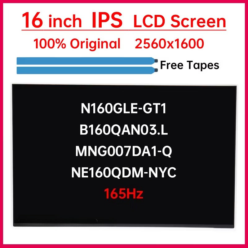 16 Inch 165Hz LCD Screen NE160QDM-NYC B160QAN03.L MNG007DA1-Q N160GLE-GT1 Display Panel Matrix Replacement 2560x1600 eDP 40 Pins Laptop screen replacement
