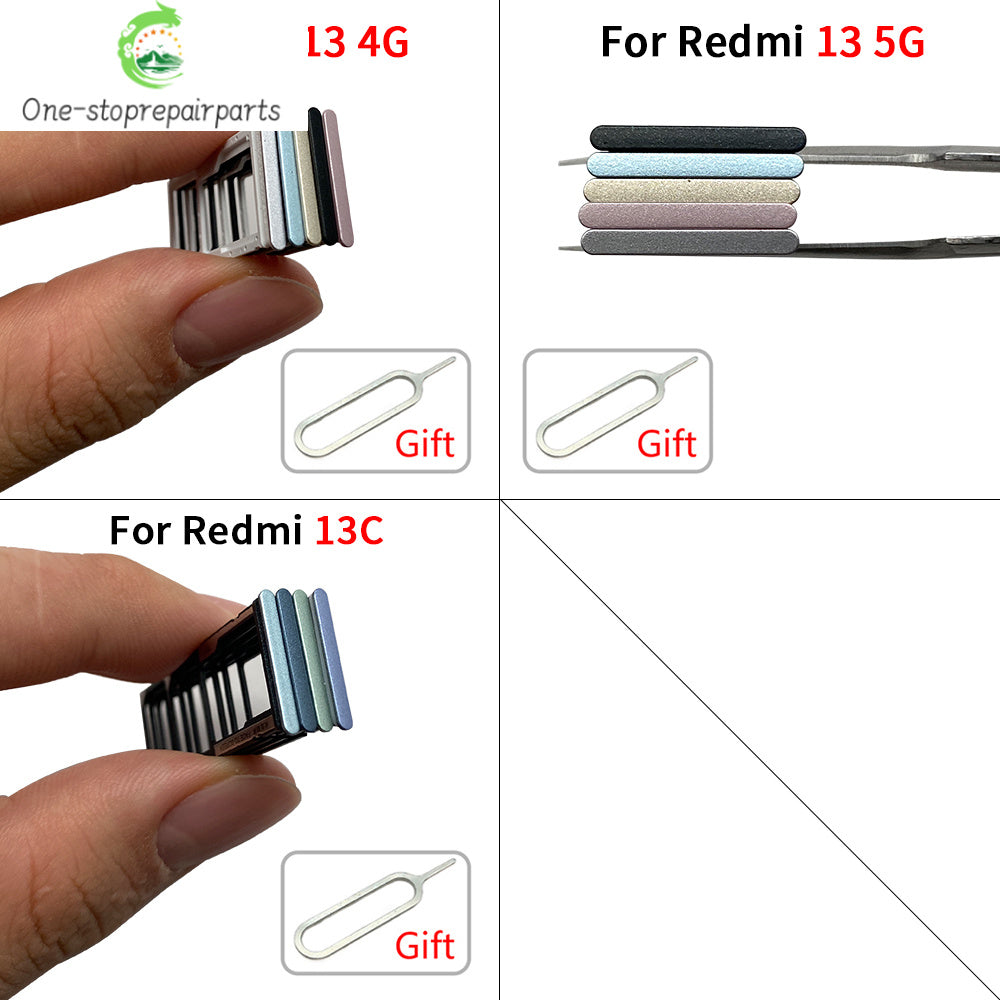 10Pcs ，SIM Card Tray Slot Holder Adapter Accessories For Xiaomi Redmi 12 12C 13 13C 14C Replacement Spare Parts Xiaomi  Xiao mi phone repair parts
