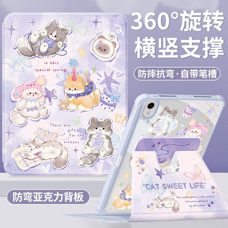 For Huawei matepadair protective case 2025 matepad11 tablet case padse with pen slot pro12.2 rotation 2023 all-inclusive 115s soft light version acrylic 2 cute cat Tablet Accessories