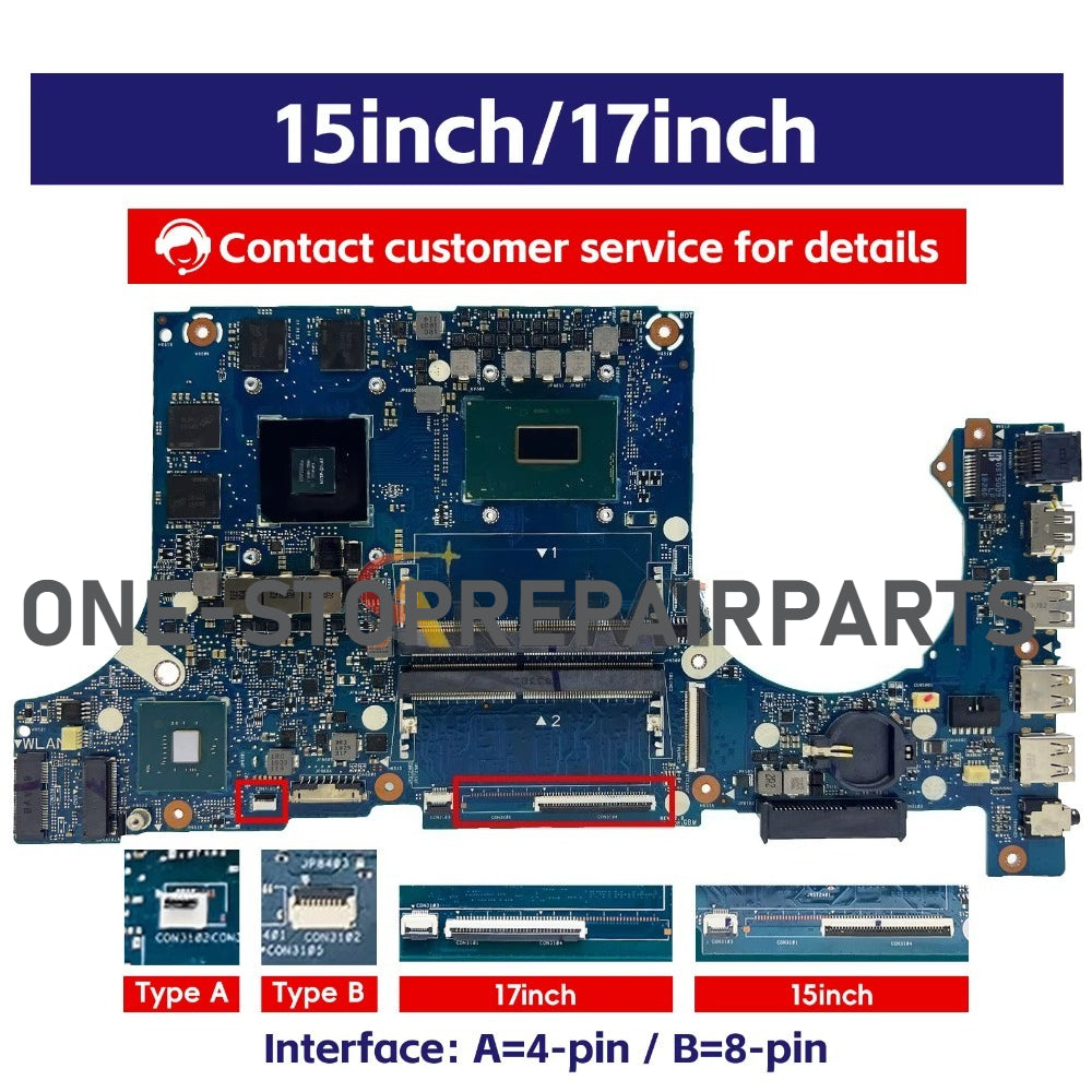 For ASUS FX705 FX505G FX505GE FX705GD FX86F FX505GM FX705GM TUF Gaming FX505 FX505GE FX505GM FX505GT FX505DY FX505GD Mainboard ASUS laptop repair parts
