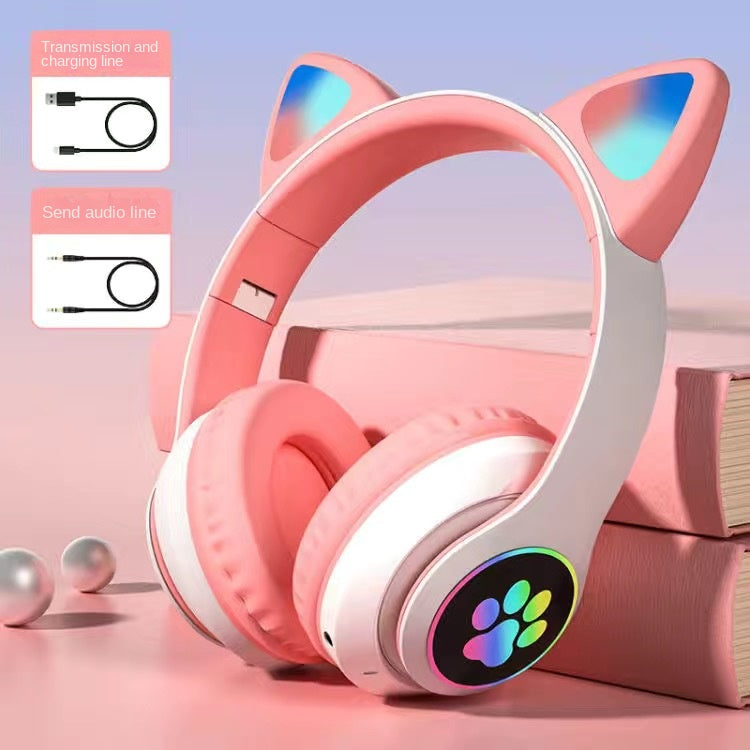 Accessories Cat Ear Luminous Headset STN-28 Girls' Cute Gaming Wireless Headset Bluetooth Headset