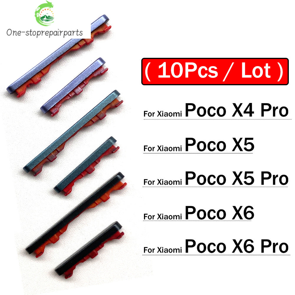 10Pcs/Lot, Side Keys Key Power and Volume Buttons For Xiaomi Poco X4 X5 X6 Pro 5G Replacement Parts  Xiaomi  Xiao mi phone repair parts