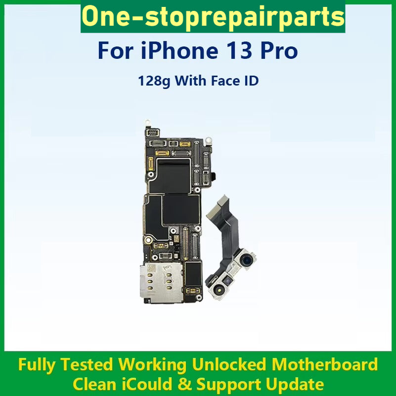 Fully Tested Authentic Motherboard For iPhone 13 Pro Max 128g/256g Unlocked Mainboard With Face ID Cleaned iCloud Fast Shipping iPhone phone repair parts