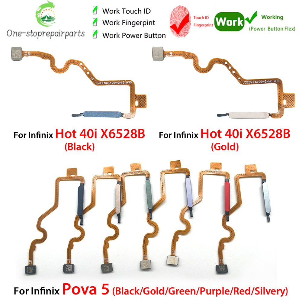 Home Button FingerPrint Touch ID Sensor Flex Cable For infinix Hot 40 40i Pro X6836 X6837 X6528B Replacement Parts  infinix phone repair parts