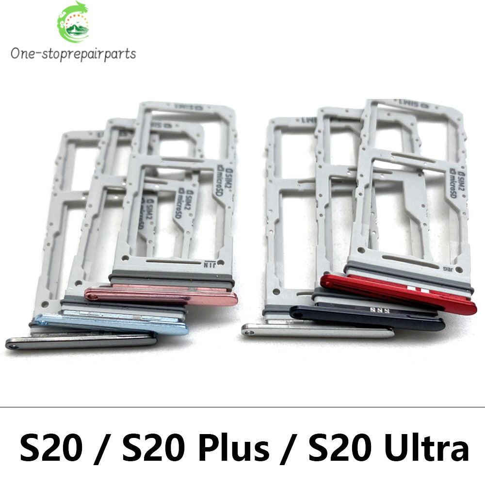 New Single Dual SIM Card Tray  For Samsung  S20 Plus Ultra Sim Slot Holder Replacement Parts Black / Blue / Grey