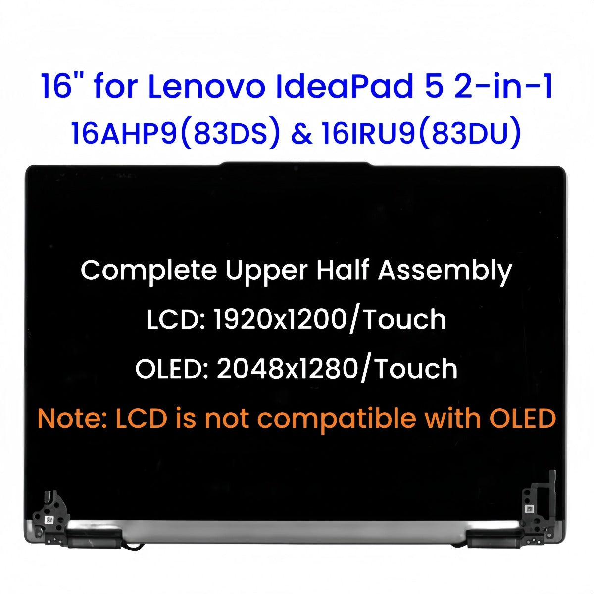 16-inch for Lenovo IdeaPad 5 2-in-1 16AHP9(83DS) 16IRU9(83DU) LCD & OLED Complete Upper Half Touch Screen Assembly Replacement Lenovo laptop repair parts