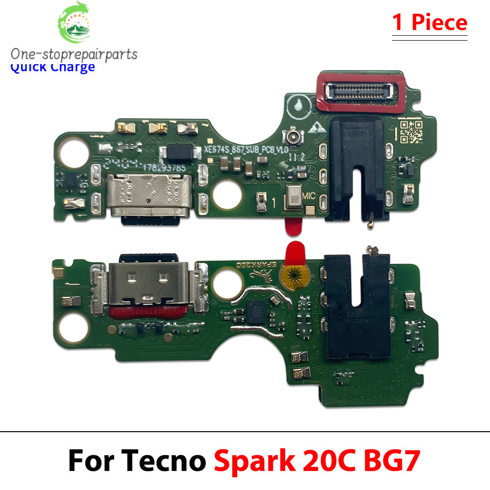 10Pcs, USB Charging Port Dock Charger Plug Connector Board Flex Cable For Tecno Spark 10 10C 20 20C 30 30C 40 40C Pro Plus 4G 5G Tecno phone repair parts
