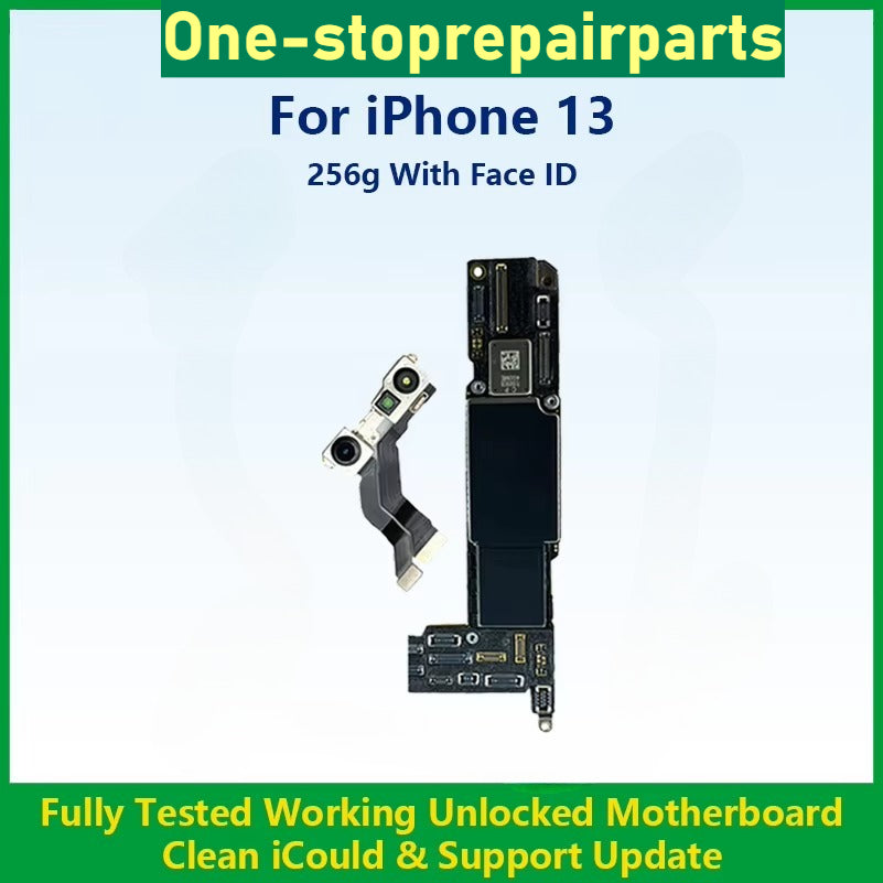 Fully Tested Authentic Motherboard For iPhone 13 128g/256g/512g Unlocked Mainboard With Face ID Cleaned iCloud Fast Shipping iPhone phone repair parts