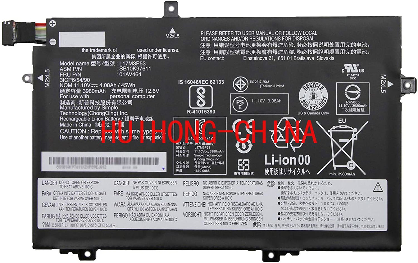 LENOVO 5B10W13894 5B10W13895 5B10W13896 5B10W13897 battery