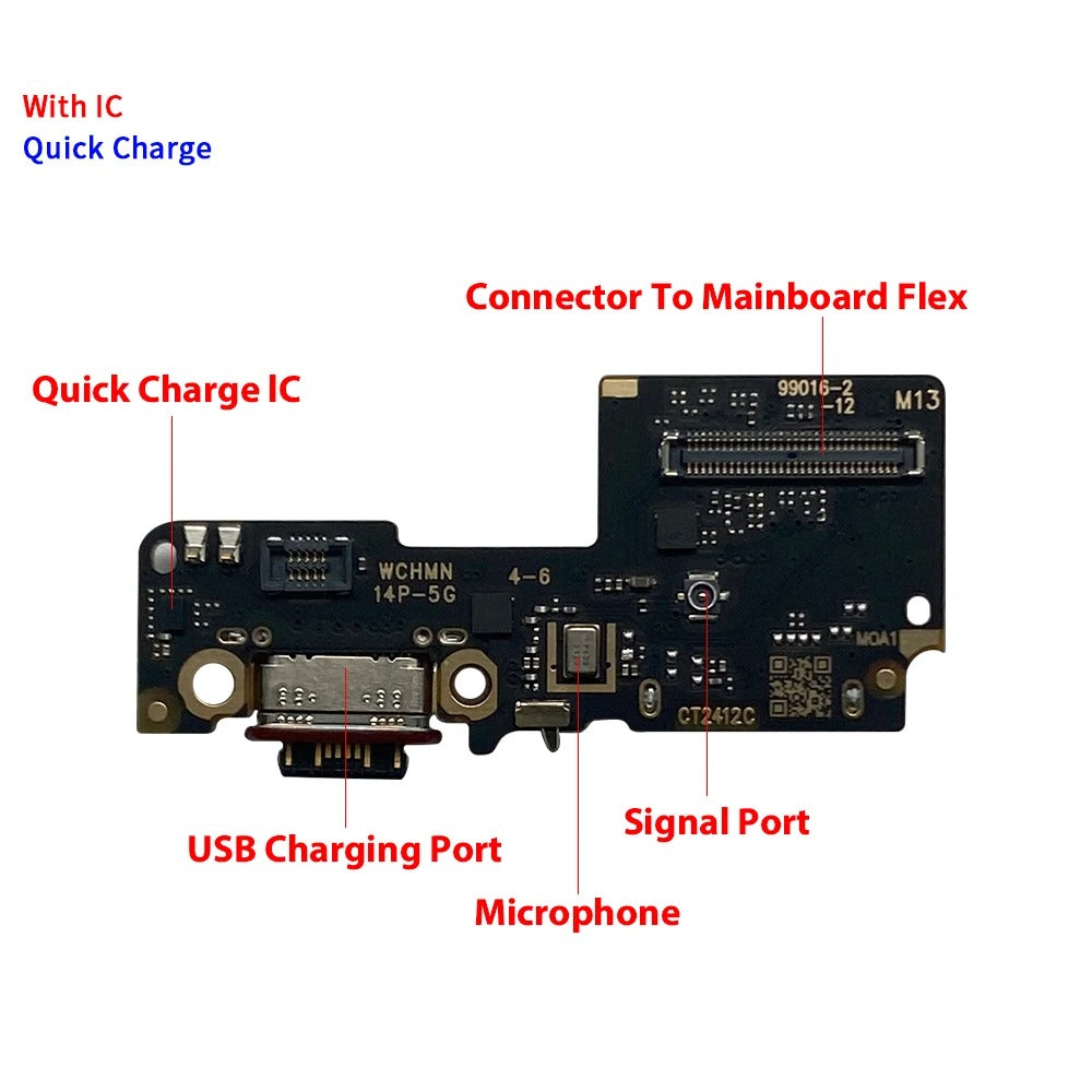 10Pcs Dock Connector Micro USB Charger Charging Port Main Flex Cable Microphone Board For XIaomi Redmi Note 14 Pro Plus 4G 5G  Xiaomi  Xiao mi phone repair parts