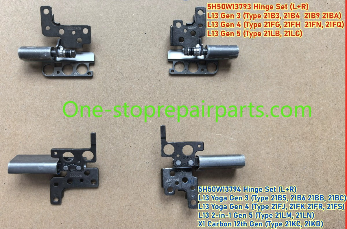 Laptop LCD Hinge L&R For Lenovo ThinkPad L13 5H50W13793 Gen 3 L13 Gen 4 L13 Gen 5 ThinkPad L13 5H50W13794 L13 Yoga Gen 3  Gen 4 L13 2-in-1 Gen 5 X1 Carbon 12th Gen screen display hinges Lenovo laptop repair parts