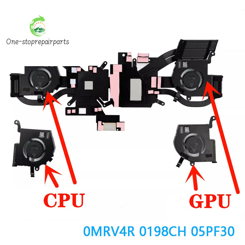 NEW Original LAPTOP CPU GPU Cooling Fan With Heatsink For DELL Alienware X14 R1 0MRV4R 0198CH DC28000YFD0/05PF30 DC28000YED0 Dell laptop repair parts