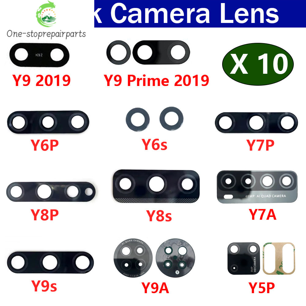 10Pcs, Rear Back Camera Glass Lens For Huawei Y9S Y9A Y8S Y8P Y6P Y7P Y7A Y6s Y5P 2020 Y9 Prime 2019 With Adhesive Huawei phone repair parts