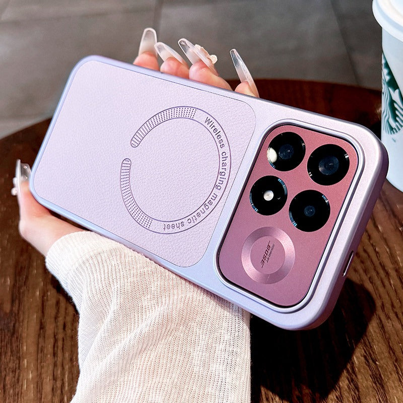 For Redmi k100pro mobile phone case, the new k90promax protective case, ultra-thin Redmi lychee leather pattern all-inclusive anti-drop magnetic suction women's high-end soft edge hard case Phone Accessories