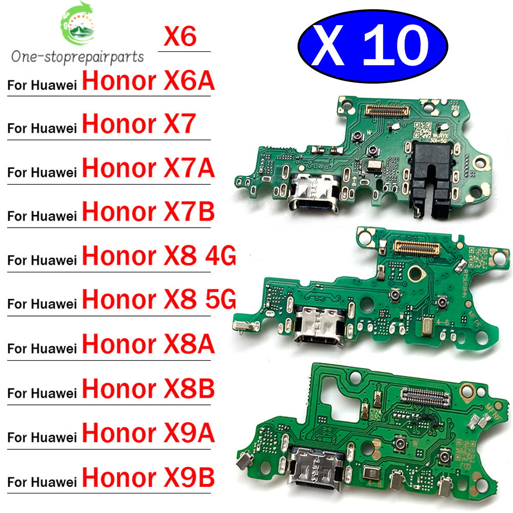 10Pcs, USB Charge Port Jack Dock Connector Charging Board Flex Cable For Huawei Honor X6 X6A X7 X7A X7B X8 X8A X8B X9A X9B 4G 5G Huawei phone repair parts