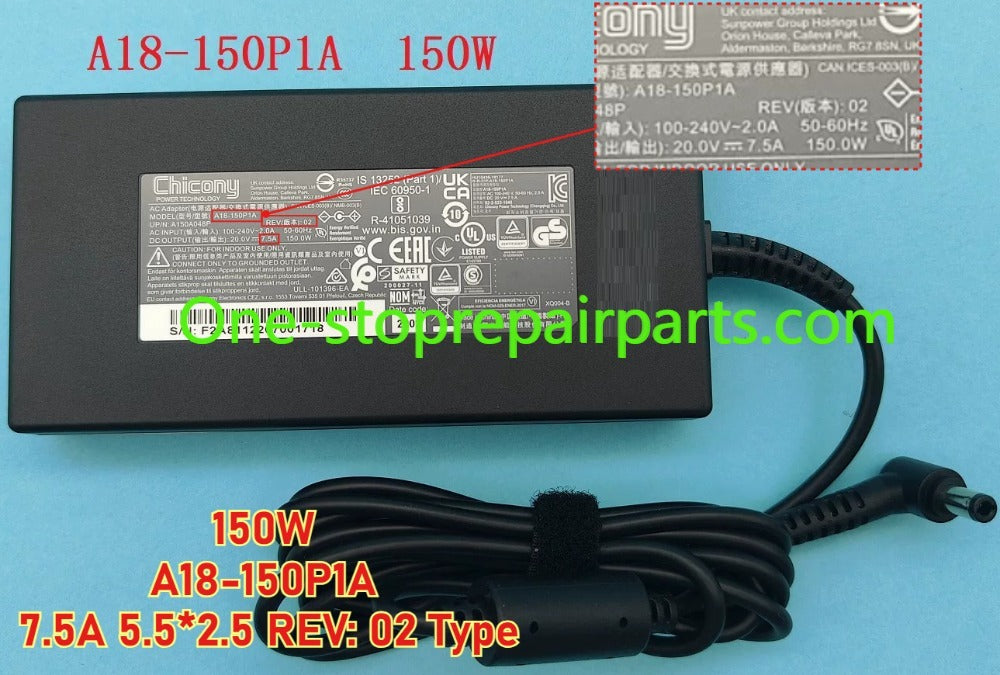 AC power adapter charger 180W 150W 120W For Thunderobot 911Air 911MT 911ME 911PLUS Acer Nitro Gigabyte 15X Aorus Clevo N850HP6 MACHENIKE T58 N850HK1 Chicony A17-180P4A A180A025P A15-150P1A A17-150P2A PA-1151-08 PA-1121-26 ASUS laptop repair parts