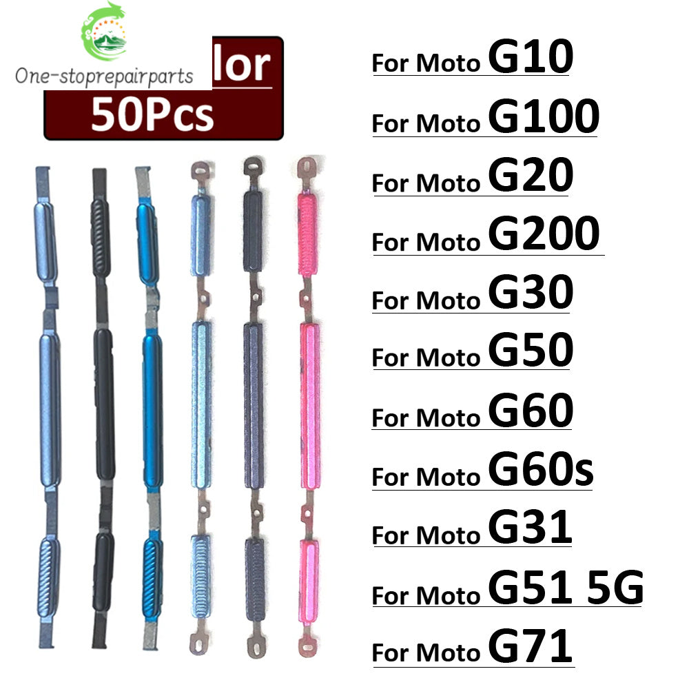 50Pcs, New For Motorola Moto G10 G100 G20 G200 G30 G60 G60s G50 G31 G71 G51 5G Power Volume Side Button Key Motorola phone repair parts