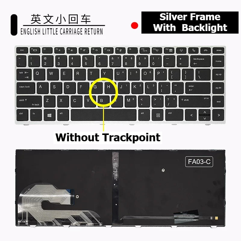 Keyboard for HP Elitebook 730 735 830 835 845 840 X360 730/830 745 846 G3 G4 G5 G6 silver black frame backlight trackpoint
