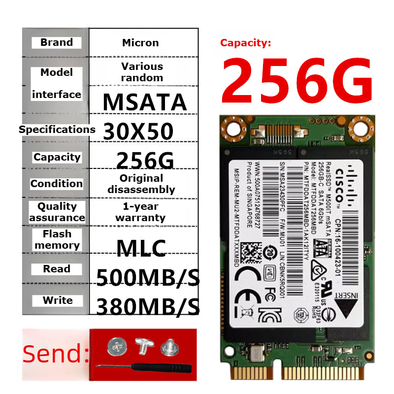 Laptop SSD for Samsung PM851 128G 256G 512G MSATA  TLC  MLC  64G 32G Toshiba Hynix Kingston Micron SanDisk solid state disk