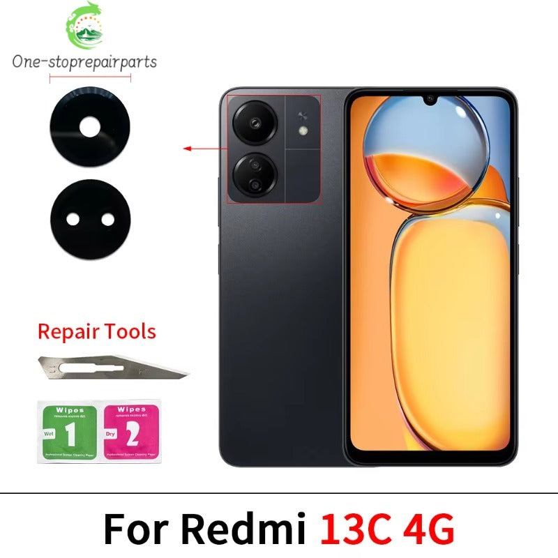 100Pcs, Back Rear Camera Glass Lens For Xiaomi Redmi 6 6A 7 7A 8 8A 9 9A 9C 9T 10 10A 10C 12 12C 13 13C 4G 5G Camera Glass Lens Xiaomi  Xiao mi phone repair parts