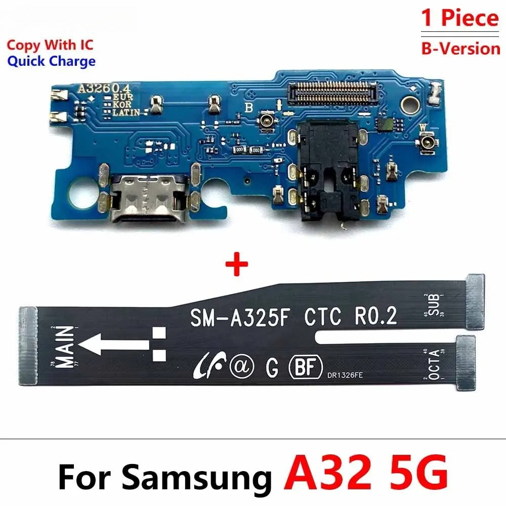 18Pcs, New USB Charging Port Dock Charger Connector Main Board Flex Cable For Samsung A22 A32 A52 A72 A33 A53 A24 A34 A54 4G 5G  Samsung phone repair parts