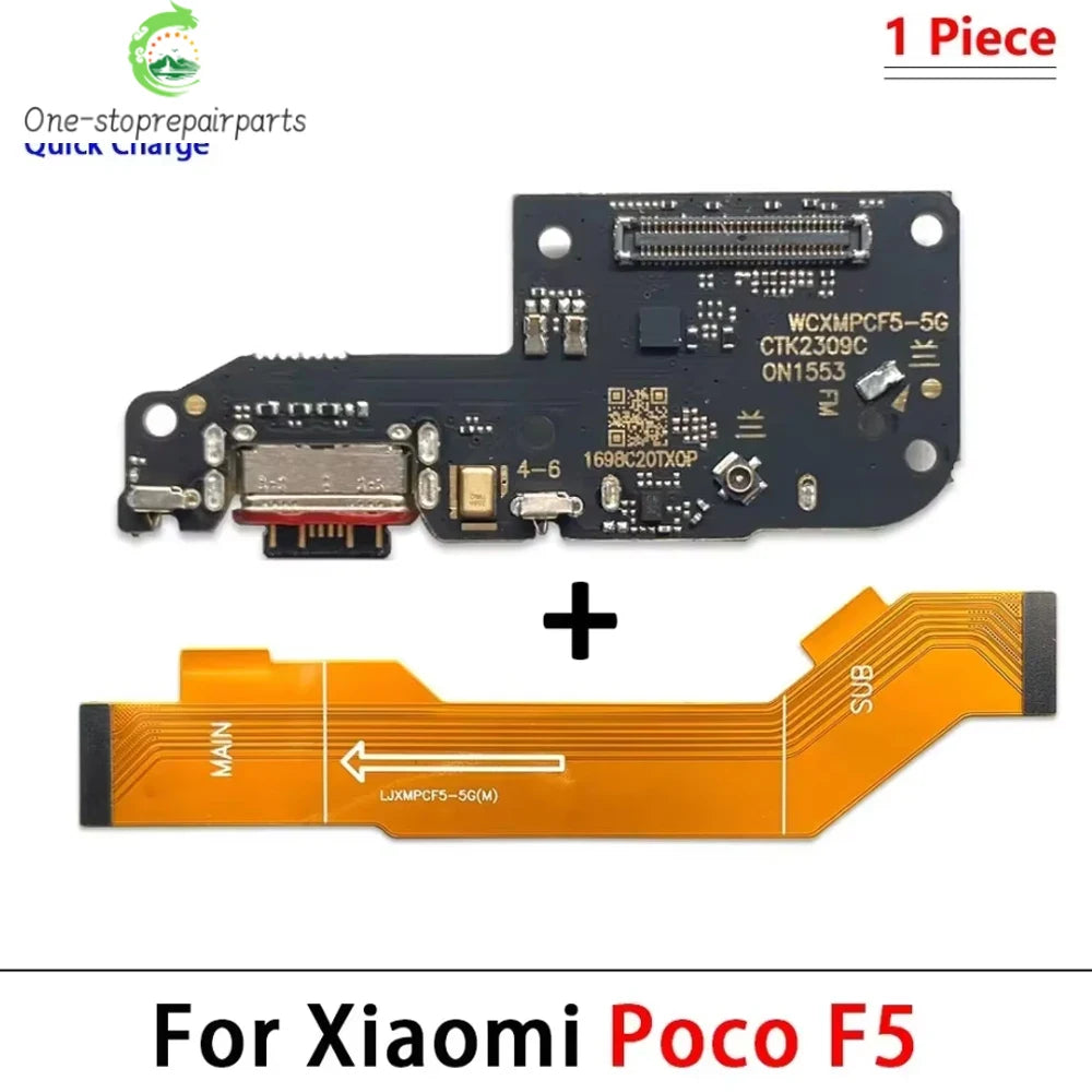 Dock Connector Micro USB Charger Charging Port Microphone Main Board Flex Cable For XIaomi Poco X5 X6 X7 F5 F6 F7 Pro 4G 5G  Xiaomi  Xiao mi phone repair parts