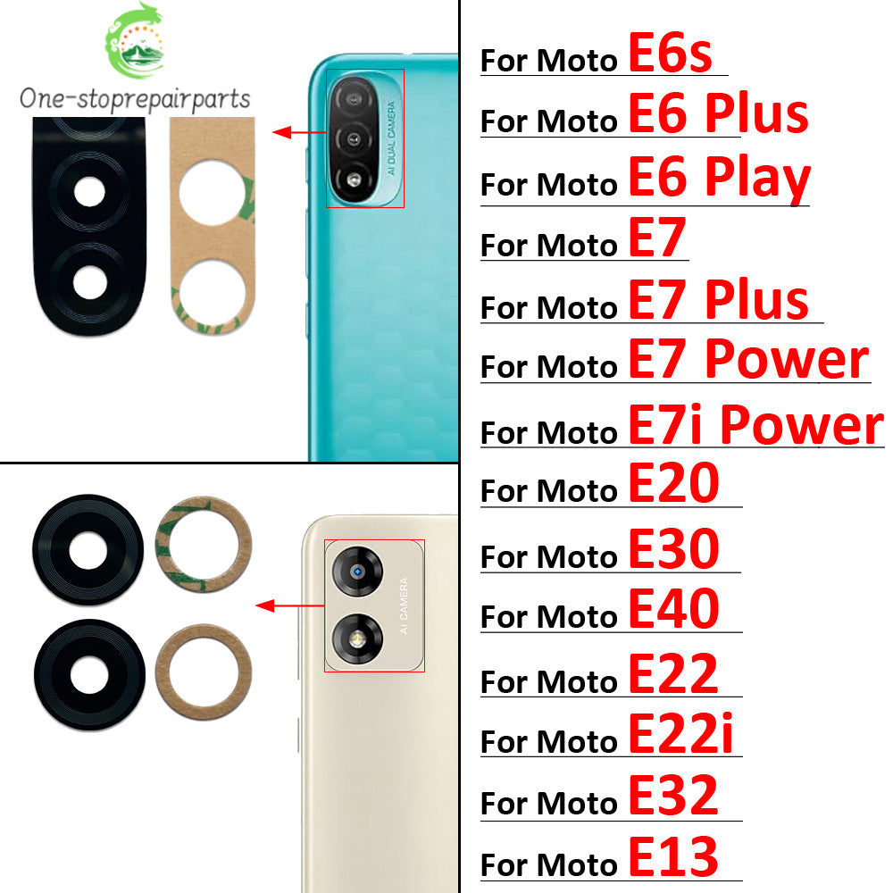 Back Rear Camera Glass Lens For Moto E4 E7 E6 E6s E5 E7i Plus Play Power E20 E30 E40 E22 E32 E13 E22i With Adhesive Motorola phone repair parts