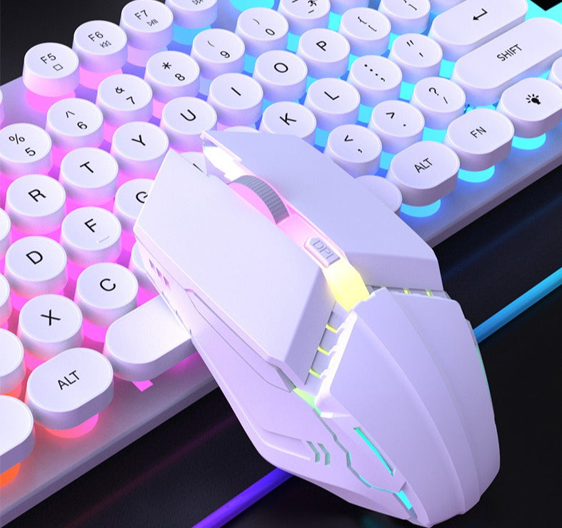 Retro punk USB wired mechanical feel keyboard mouse set office game e-sports special