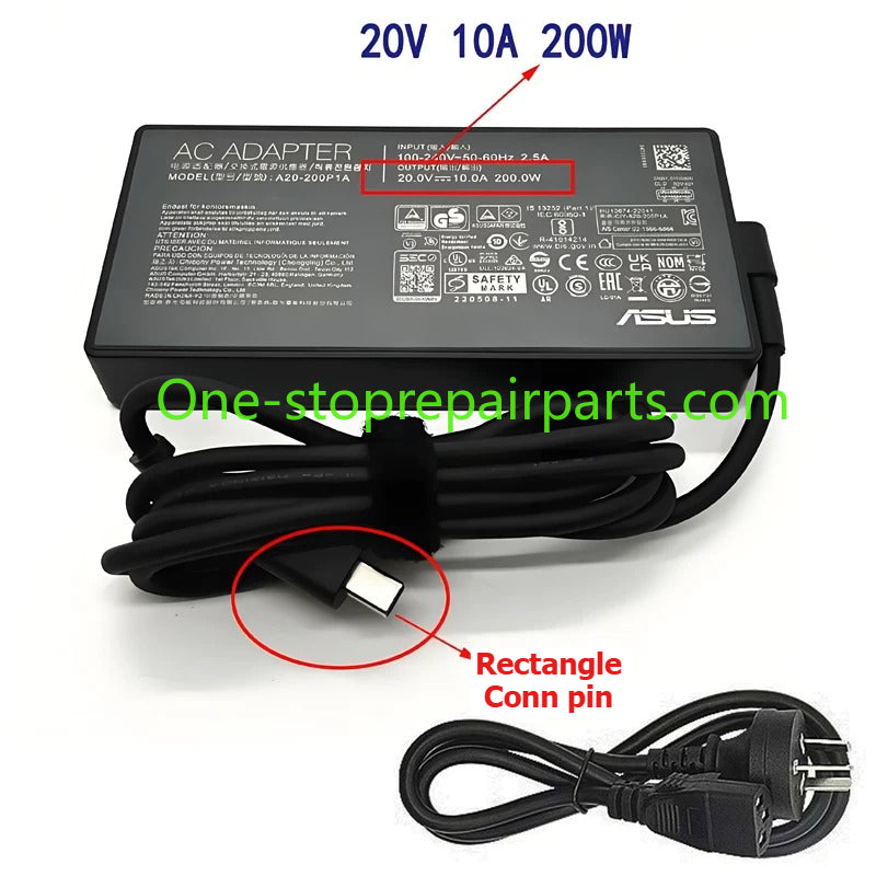 AC Power Adapter Charger for ASUS 100W 180W 200W 240W 280W Rectangle Conn ADP-240EB B A20-200P1A ADP-180TB K type CROG 14 16 Air ASUS ProArt PX13