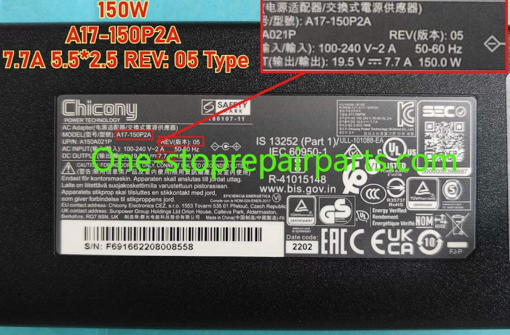 AC power adapter charger 180W 150W 120W For Thunderobot 911Air 911MT 911ME 911PLUS Acer Nitro Gigabyte 15X Aorus Clevo N850HP6 MACHENIKE T58 N850HK1 Chicony A17-180P4A A180A025P A15-150P1A A17-150P2A PA-1151-08 PA-1121-26 ASUS laptop repair parts