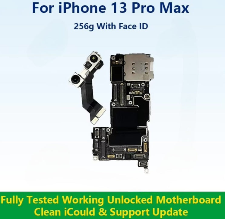 Fully Tested Authentic Motherboard For iPhone 13 Pro Max 128g/256g/512g Unlocked Mainboard With Face ID Cleaned iCloud iPhone phone repair parts