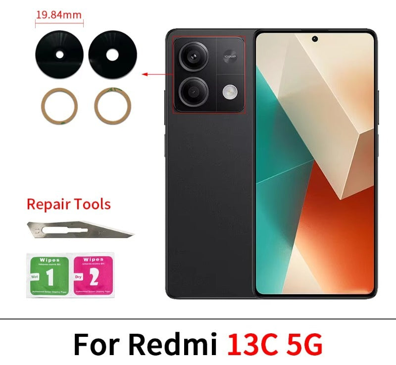 Rear Camera Glass Lens For Xiaomi Redmi 6 6A 7 7A 8 8A 9 9A 9C 9T 10 10A 10C 12 12C 13 13C 4G 5G Camera Glass Replacement Parts Xiaomi  Xiao mi phone repair parts