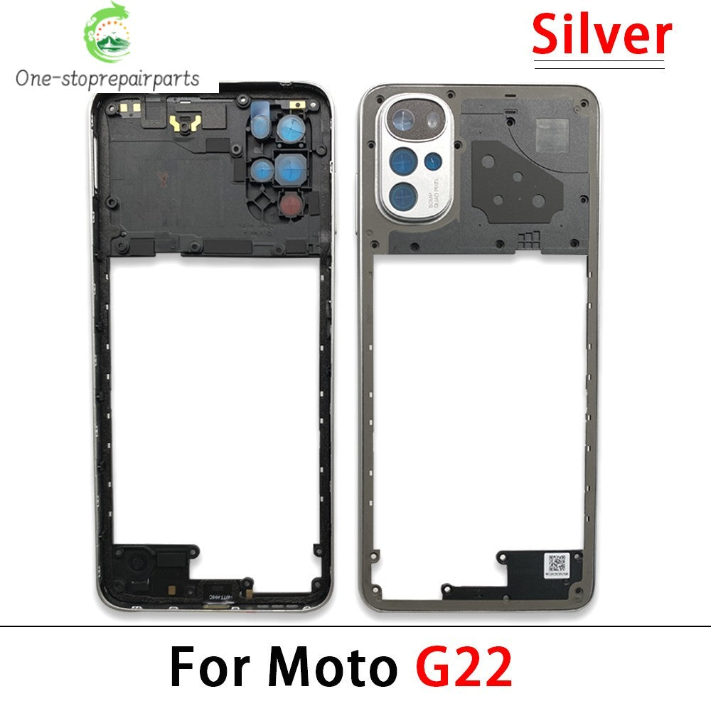 10Pcs， For Motorola For Moto G22 G42 G52 G82 G84 Middle Housing Cover Frame Bezel with Lens Glass Frame Parts Motorola phone repair parts