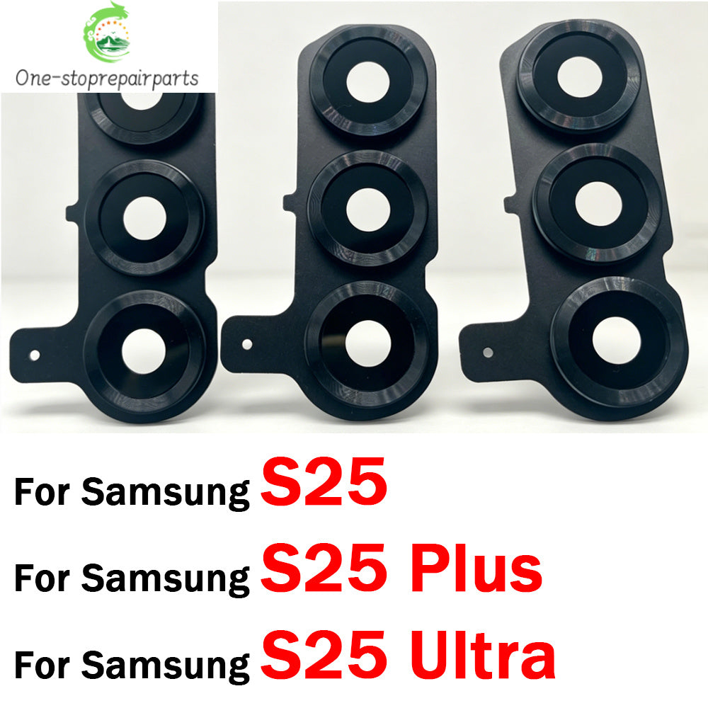 New Rear Camera Glass Lens Cover With Frame Holder with Sticker For Samsung S25 Plus S25 Ultra Replacement Parts Samsung phone repair parts