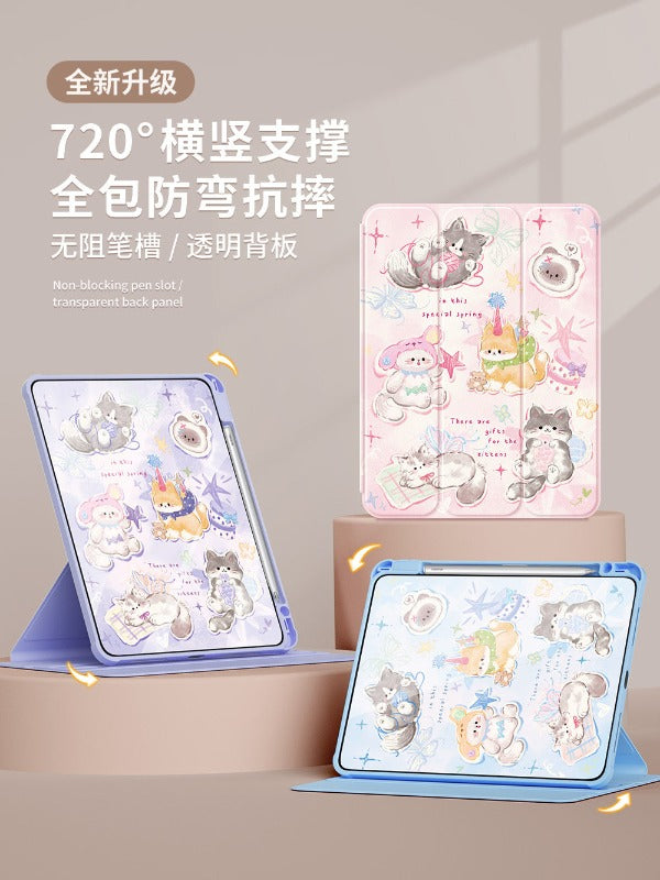 For Huawei matepadair protective case 2025 matepad11 tablet case padse with pen slot pro12.2 rotation 2023 all-inclusive 115s soft light version acrylic 2 cute cat Tablet Accessories