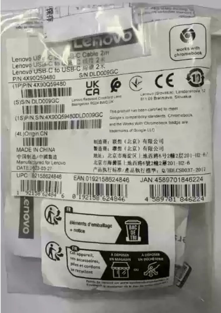 Originla100W 60W data docking station cable 4X90Q59480 4X90U90619 4X90U90618 for Lenovo USB-C to USB-C USB Type C 2m 1m Hybrid USB-C with USB-A Cable