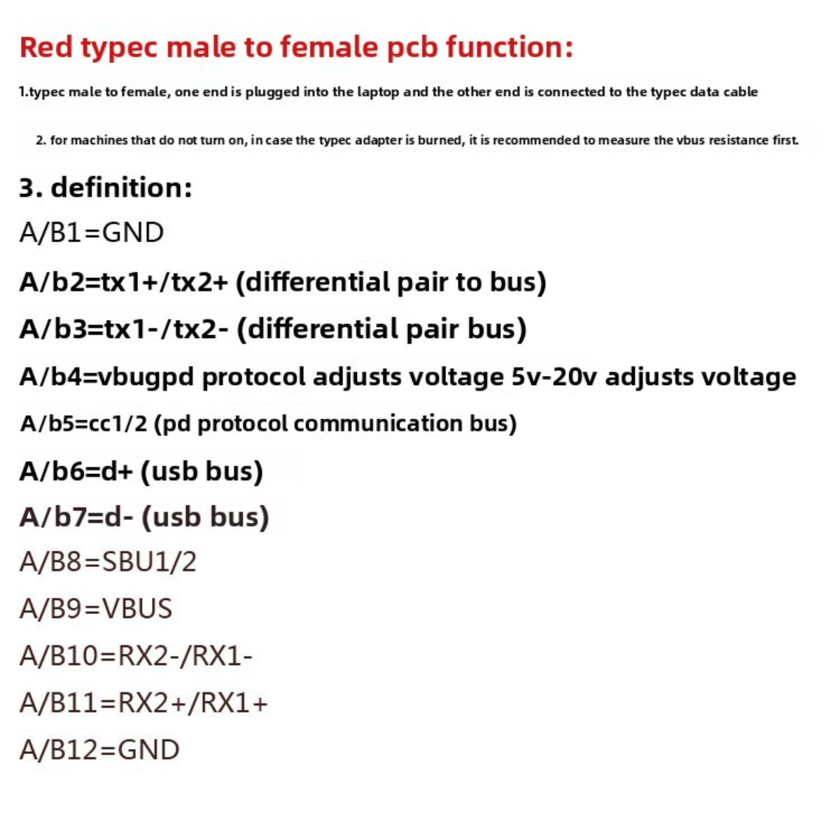 TYPE-C male to female test board USB3.1 female seat to male 24P adapter board PD fast charging extension resistance card repair tools