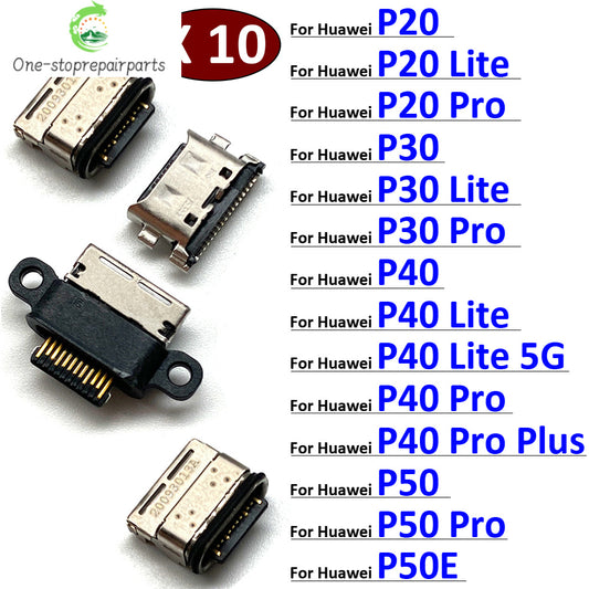 10Pcs, Charger Micro USB Charging Port Dock Connector Socket For Hauwei P20 P30 P40 P50 Lite Pro Plus 5G HUAWEI phone repair parts
