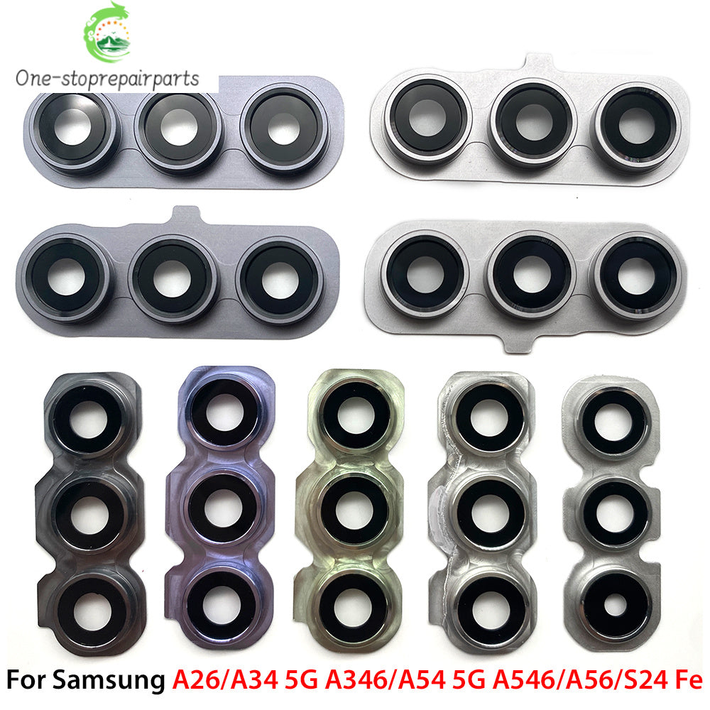 New Rear Camera Glass Lens Cover With Frame Holder For Samsung A26 A56 A34 A54 S24 Fe 5G Replacement Parts Samsung phone repair parts
