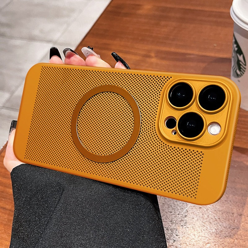 For iPhone 16Promax mobile phone case new iphone15pro protective case 17Promax ultra-thin breathable 13 heat dissipation magnetic suction 12 all-inclusive 14 men's and women's 8plus matte simple hard case Phone accessories