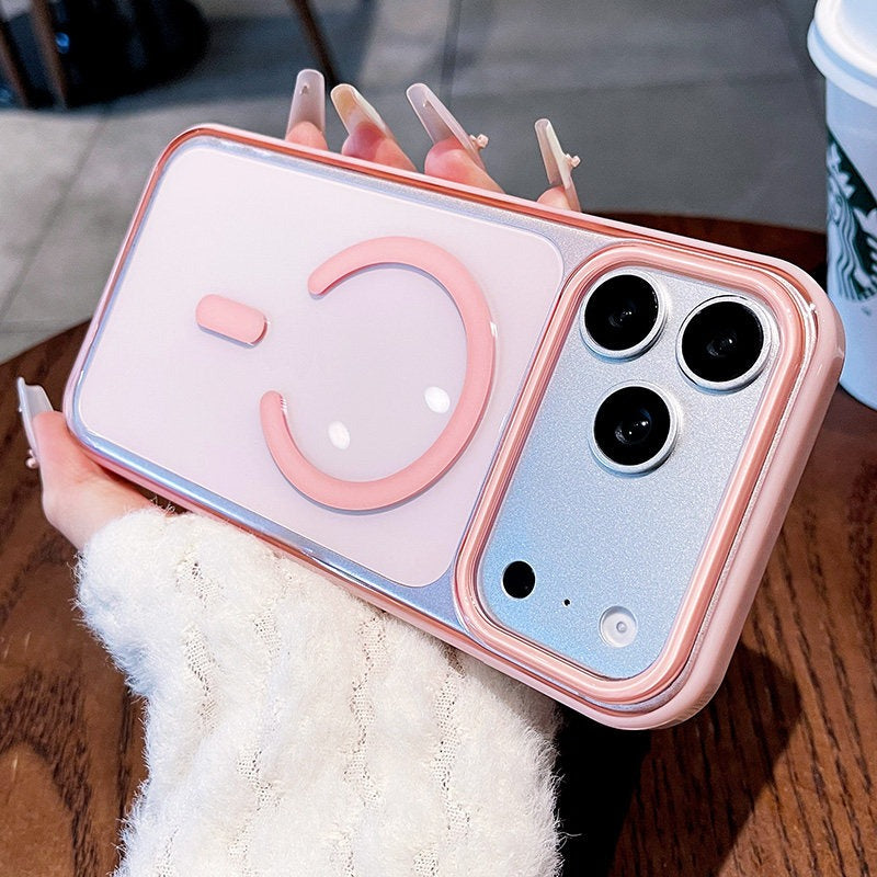 Transparent jelly holder For iPhone 18promax mobile phone case New iPhone17 women's large hole frame dopamine anti-drop protective case 16pro simple niche case Phone Accessories